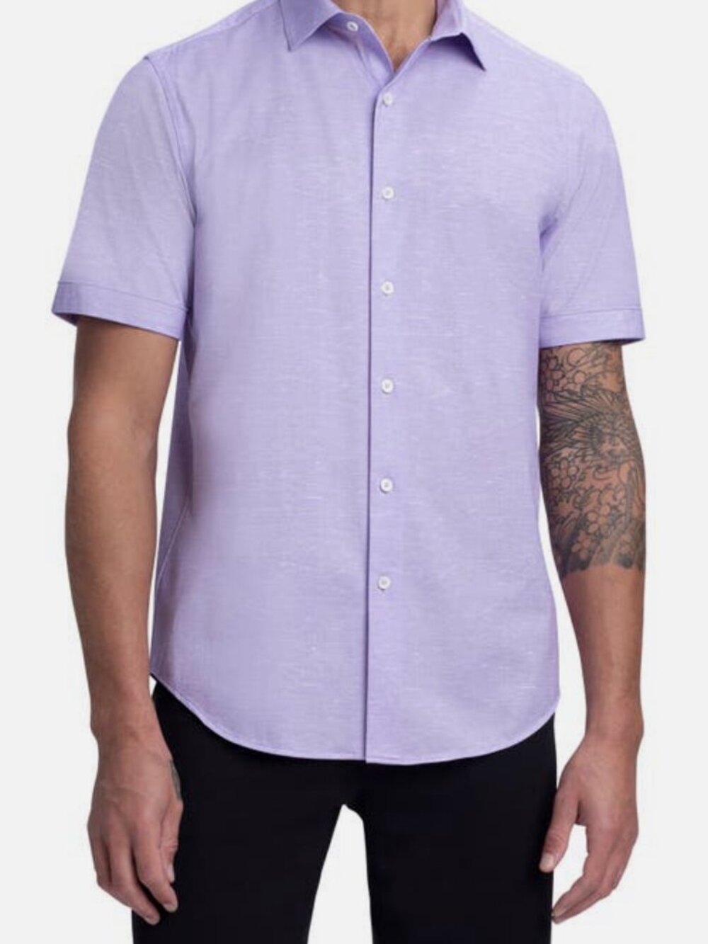 Bugatchi Mens' Purple OoohCotton Short-Sleeve Button-up Shirt Size XL